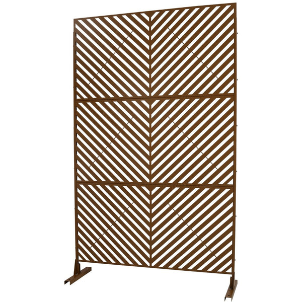 English Elm Outdoor Freestanding Metal Privacy Screen Geometric Cutout Panel for Patio or Garden Brown PS113 W465P193248