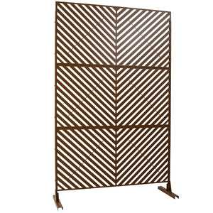 English Elm Outdoor Freestanding Metal Privacy Screen Geometric Cutout Panel for Patio or Garden Brown PS113 W465P193248