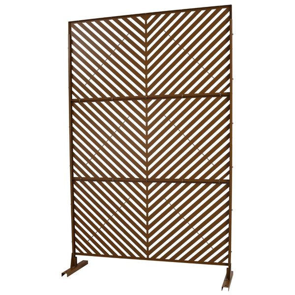 English Elm Outdoor Freestanding Metal Privacy Screen Geometric Cutout Panel for Patio or Garden Brown PS113 W465P193248