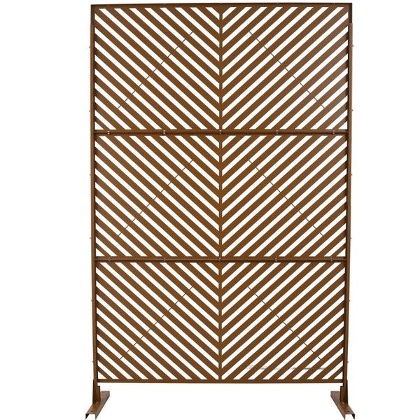 English Elm Outdoor Freestanding Metal Privacy Screen Geometric Cutout Panel for Patio or Garden Brown PS113 W465P193248