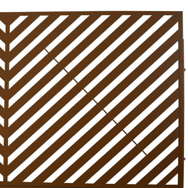 English Elm Outdoor Freestanding Metal Privacy Screen Geometric Cutout Panel for Patio or Garden Brown PS113 W465P193248