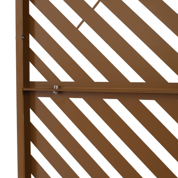 English Elm Outdoor Freestanding Metal Privacy Screen Geometric Cutout Panel for Patio or Garden Brown PS113 W465P193248