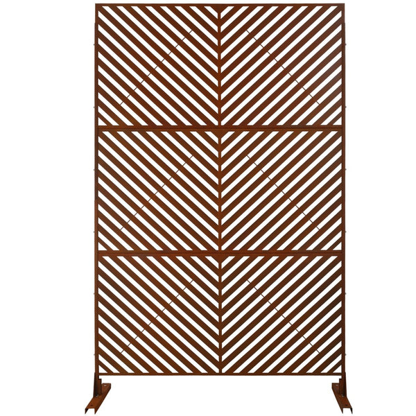 English Elm Outdoor Freestanding Metal Privacy Screen Rustic Patina Lattice Panel for Patio Deck Garden PS113 W465P193249