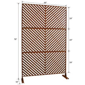 English Elm Outdoor Freestanding Metal Privacy Screen Rustic Patina Lattice Panel for Patio Deck Garden PS113 W465P193249