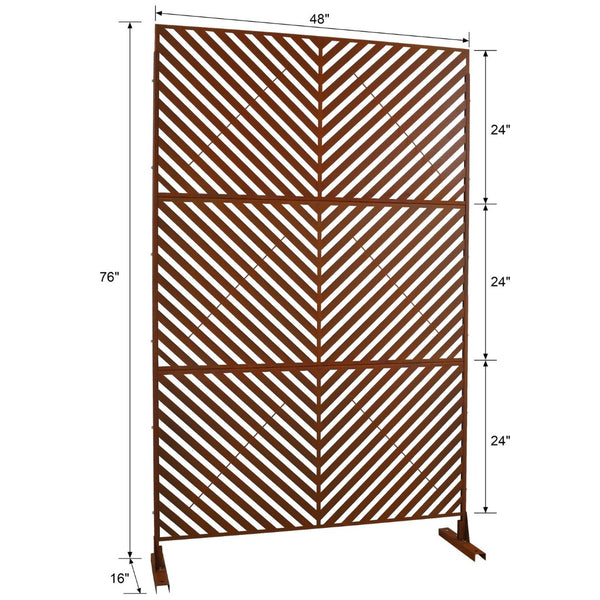 English Elm Outdoor Freestanding Metal Privacy Screen Rustic Patina Lattice Panel for Patio Deck Garden PS113 W465P193249