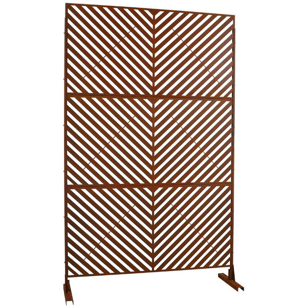 English Elm Outdoor Freestanding Metal Privacy Screen Rustic Patina Lattice Panel for Patio Deck Garden PS113 W465P193249
