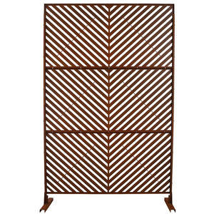 English Elm Outdoor Freestanding Metal Privacy Screen Rustic Patina Lattice Panel for Patio Deck Garden PS113 W465P193249