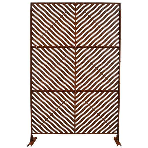 English Elm Outdoor Freestanding Metal Privacy Screen Rustic Patina Lattice Panel for Patio Deck Garden PS113 W465P193249