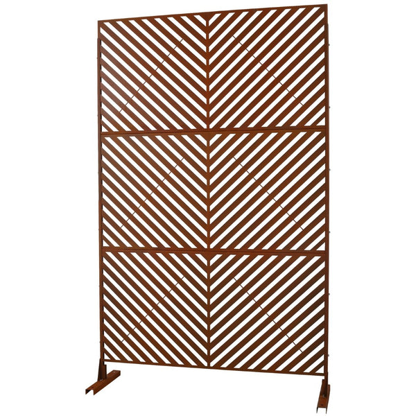 English Elm Outdoor Freestanding Metal Privacy Screen Rustic Patina Lattice Panel for Patio Deck Garden PS113 W465P193249