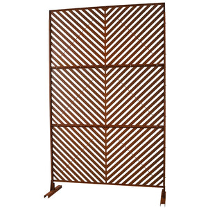 English Elm Outdoor Freestanding Metal Privacy Screen Rustic Patina Lattice Panel for Patio Deck Garden PS113 W465P193249