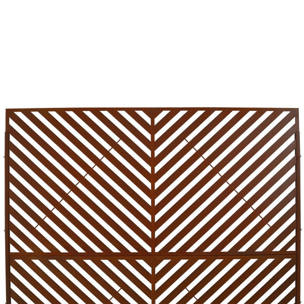 English Elm Outdoor Freestanding Metal Privacy Screen Rustic Patina Lattice Panel for Patio Deck Garden PS113 W465P193249