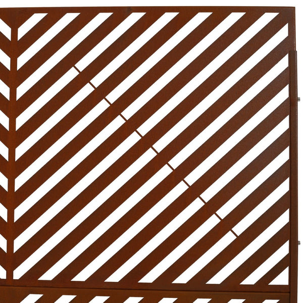 English Elm Outdoor Freestanding Metal Privacy Screen Rustic Patina Lattice Panel for Patio Deck Garden PS113 W465P193249