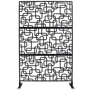 English Elm Outdoor Freestanding Geometric Metal Privacy Panel for Patio Balcony Deck Garden Black W465P193250