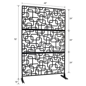 English Elm Outdoor Freestanding Geometric Metal Privacy Panel for Patio Balcony Deck Garden Black W465P193250
