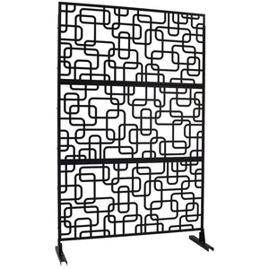 English Elm Outdoor Freestanding Geometric Metal Privacy Panel for Patio Balcony Deck Garden Black W465P193250