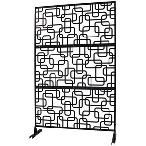 English Elm Outdoor Freestanding Geometric Metal Privacy Panel for Patio Balcony Deck Garden Black W465P193250