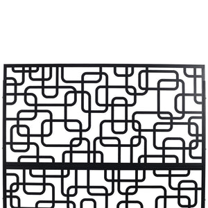English Elm Outdoor Freestanding Geometric Metal Privacy Panel for Patio Balcony Deck Garden Black W465P193250