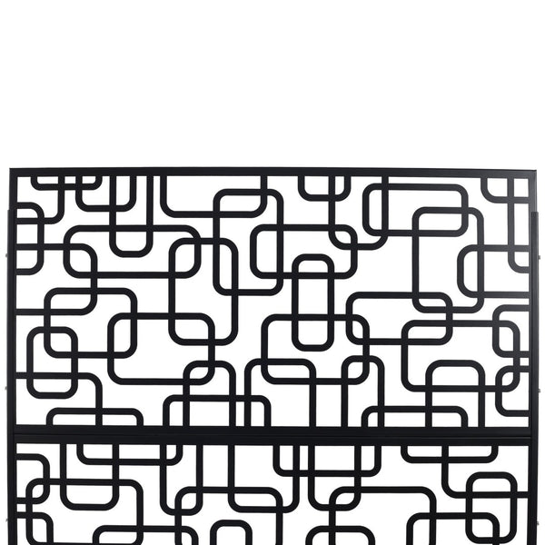 English Elm Outdoor Freestanding Geometric Metal Privacy Panel for Patio Balcony Deck Garden Black W465P193250
