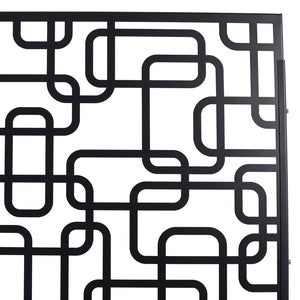 English Elm Outdoor Freestanding Geometric Metal Privacy Panel for Patio Balcony Deck Garden Black W465P193250