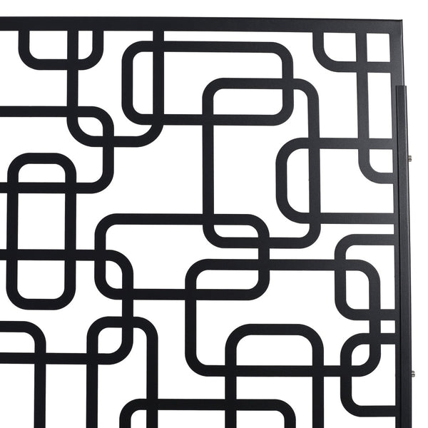 English Elm Outdoor Freestanding Geometric Metal Privacy Panel for Patio Balcony Deck Garden Black W465P193250
