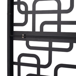 English Elm Outdoor Freestanding Geometric Metal Privacy Panel for Patio Balcony Deck Garden Black W465P193250