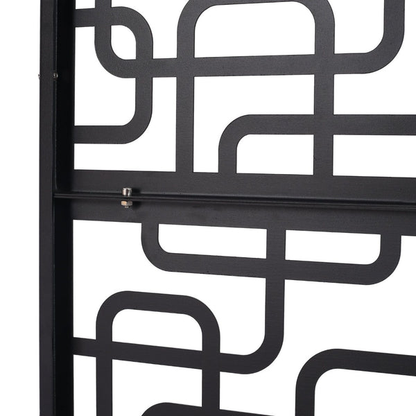 English Elm Outdoor Freestanding Geometric Metal Privacy Panel for Patio Balcony Deck Garden Black W465P193250