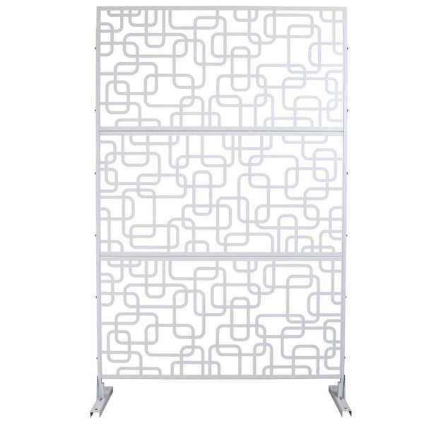 English Elm Outdoor Freestanding Geometric Metal Privacy Panel for Patio Balcony Deck Garden White W465P193251