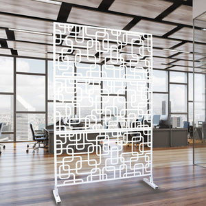 English Elm Outdoor Freestanding Geometric Metal Privacy Panel for Patio Balcony Deck Garden White W465P193251