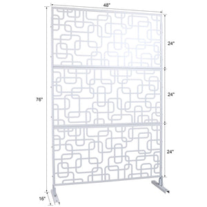 English Elm Outdoor Freestanding Geometric Metal Privacy Panel for Patio Balcony Deck Garden White W465P193251