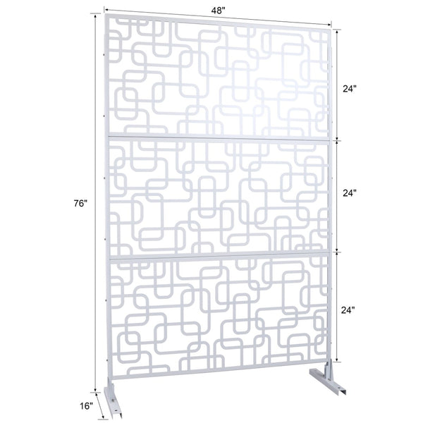 English Elm Outdoor Freestanding Geometric Metal Privacy Panel for Patio Balcony Deck Garden White W465P193251