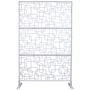 English Elm Outdoor Freestanding Geometric Metal Privacy Panel for Patio Balcony Deck Garden White W465P193251
