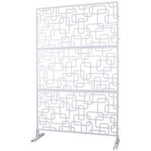 English Elm Outdoor Freestanding Geometric Metal Privacy Panel for Patio Balcony Deck Garden White W465P193251