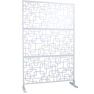 English Elm Outdoor Freestanding Geometric Metal Privacy Panel for Patio Balcony Deck Garden White W465P193251