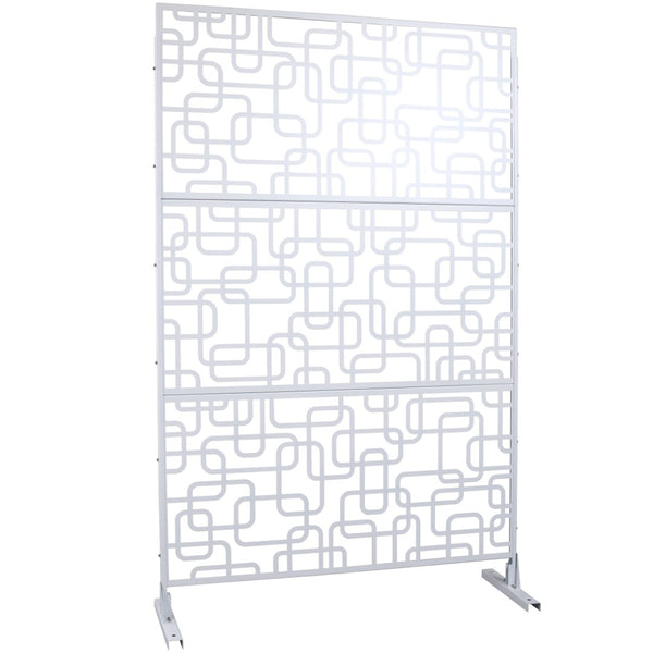 English Elm Outdoor Freestanding Geometric Metal Privacy Panel for Patio Balcony Deck Garden White W465P193251