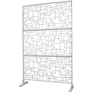 English Elm Outdoor Freestanding Geometric Metal Privacy Panel for Patio Balcony Deck Garden White W465P193251