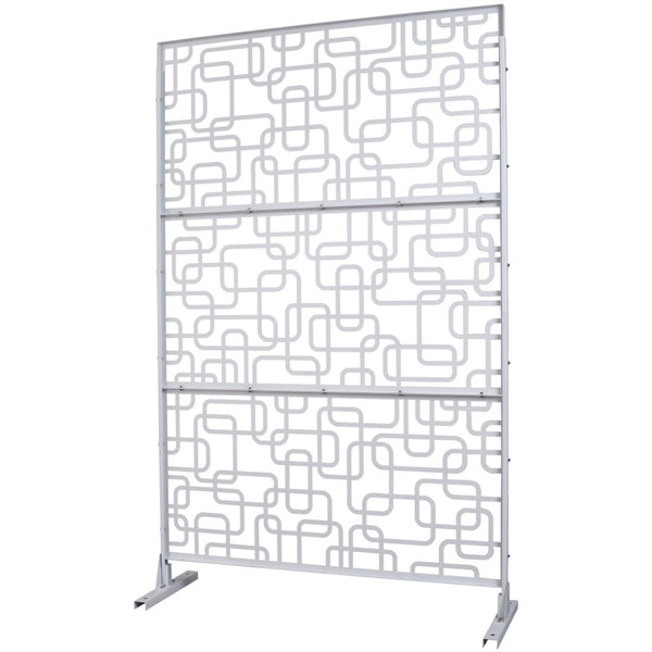 English Elm Outdoor Freestanding Geometric Metal Privacy Panel for Patio Balcony Deck Garden White W465P193251