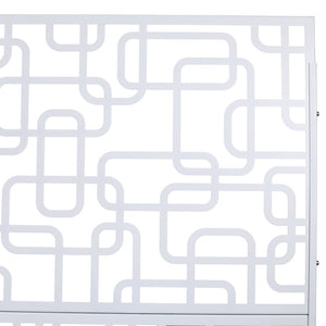 English Elm Outdoor Freestanding Geometric Metal Privacy Panel for Patio Balcony Deck Garden White W465P193251