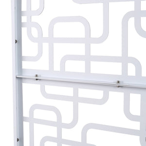 English Elm Outdoor Freestanding Geometric Metal Privacy Panel for Patio Balcony Deck Garden White W465P193251