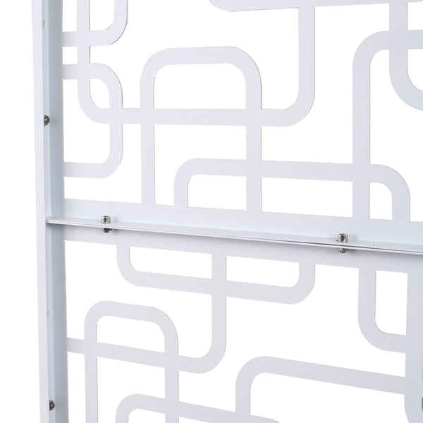 English Elm Outdoor Freestanding Geometric Metal Privacy Panel for Patio Balcony Deck Garden White W465P193251