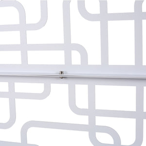 English Elm Outdoor Freestanding Geometric Metal Privacy Panel for Patio Balcony Deck Garden White W465P193251