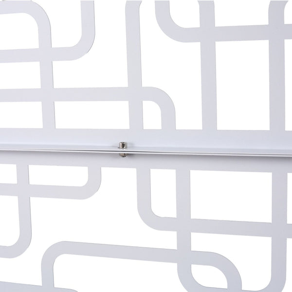 English Elm Outdoor Freestanding Geometric Metal Privacy Panel for Patio Balcony Deck Garden White W465P193251
