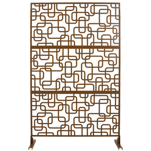 English Elm Outdoor Freestanding Geometric Metal Privacy Panel for Patio Balcony Deck Garden Brown W465P193254
