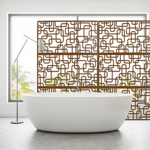 English Elm Outdoor Freestanding Geometric Metal Privacy Panel for Patio Balcony Deck Garden Brown W465P193254