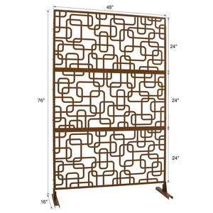English Elm Outdoor Freestanding Geometric Metal Privacy Panel for Patio Balcony Deck Garden Brown W465P193254