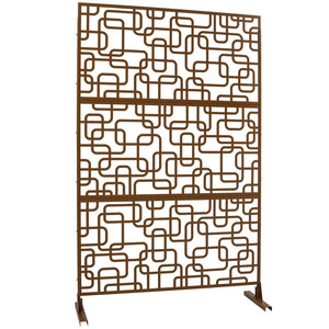 English Elm Outdoor Freestanding Geometric Metal Privacy Panel for Patio Balcony Deck Garden Brown W465P193254