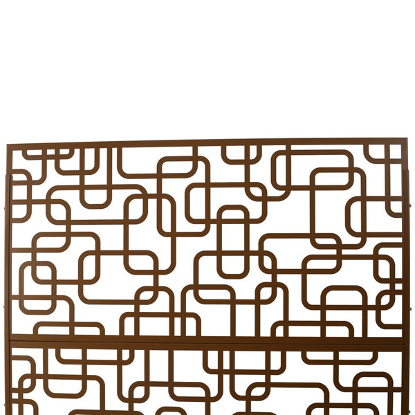 English Elm Outdoor Freestanding Geometric Metal Privacy Panel for Patio Balcony Deck Garden Brown W465P193254