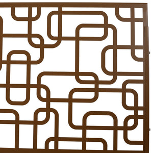 English Elm Outdoor Freestanding Geometric Metal Privacy Panel for Patio Balcony Deck Garden Brown W465P193254