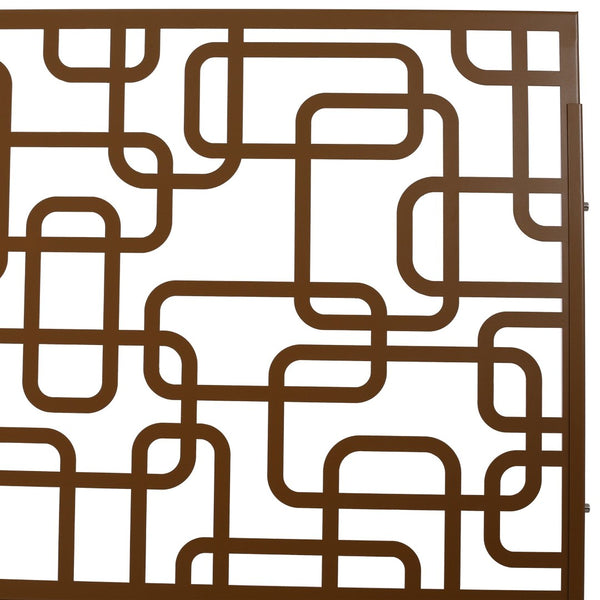 English Elm Outdoor Freestanding Geometric Metal Privacy Panel for Patio Balcony Deck Garden Brown W465P193254