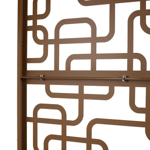 English Elm Outdoor Freestanding Geometric Metal Privacy Panel for Patio Balcony Deck Garden Brown W465P193254
