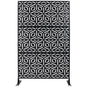 English Elm Outdoor Freestanding Metal Privacy Screen Laser Cut Panel for Patio Deck or Garden Black W465P193263